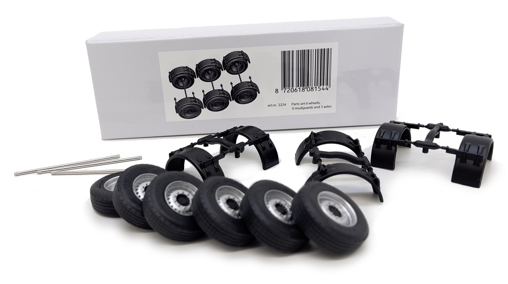 Parts Set 3-assen + 6 wielen + 6 spatborden - 1:32